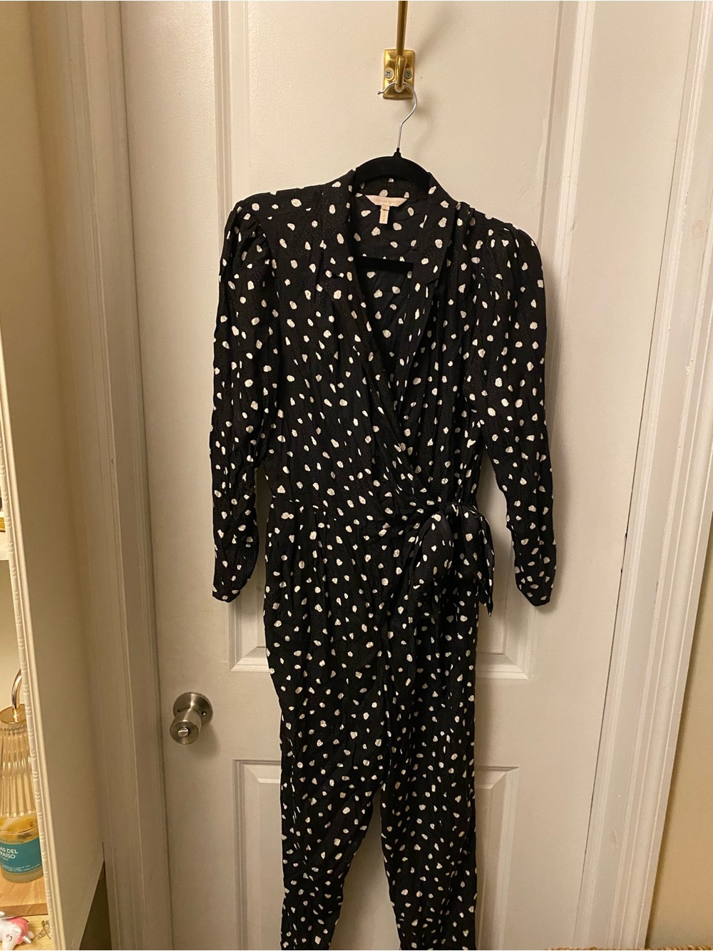 Rebecca Taylor Black Jumpsuit with White Spot Print
